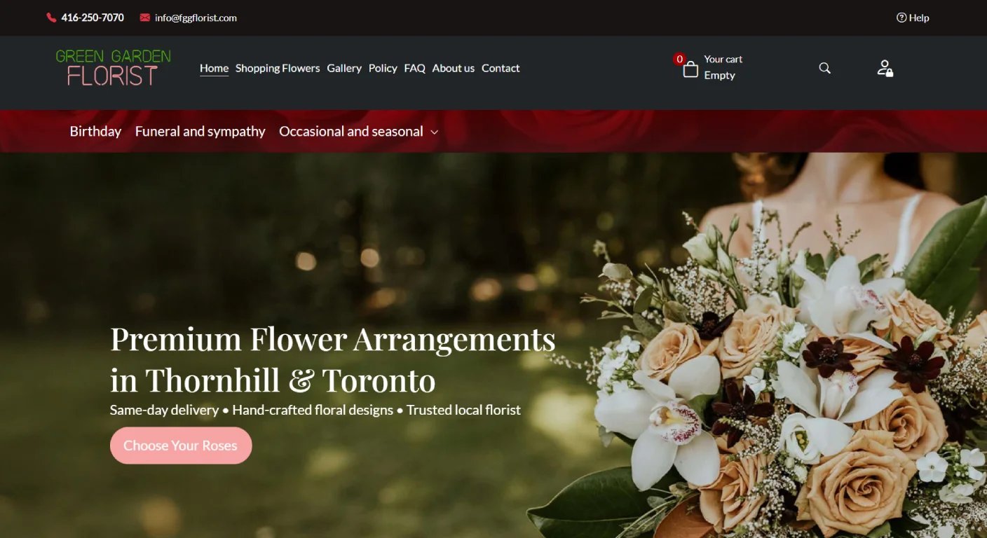 Custom Web Design for Green Garden Florist Thornhill