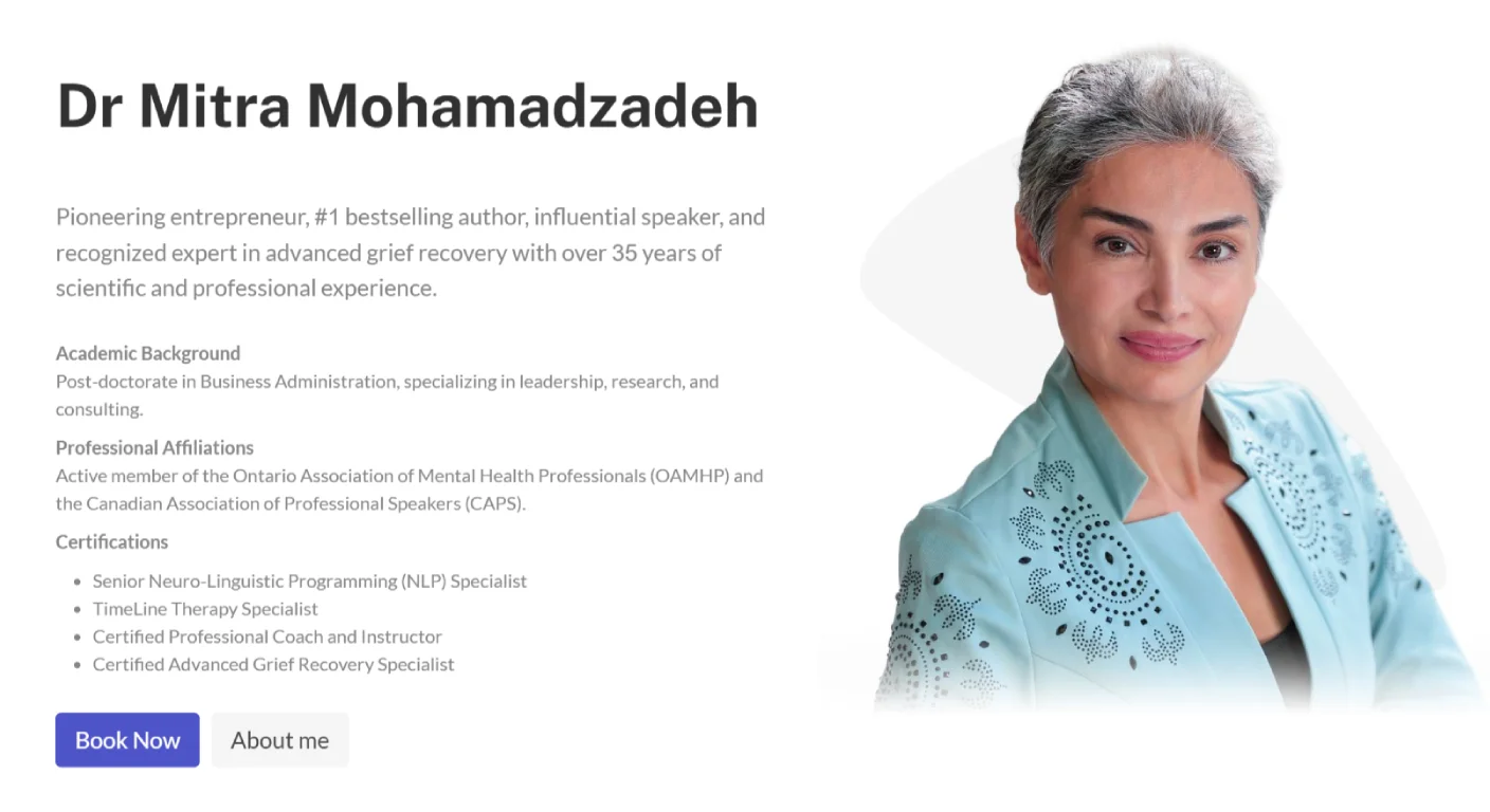 Multilingual Coaching Web Design Newmarket | Mitra Mohamadzadeh Case Study